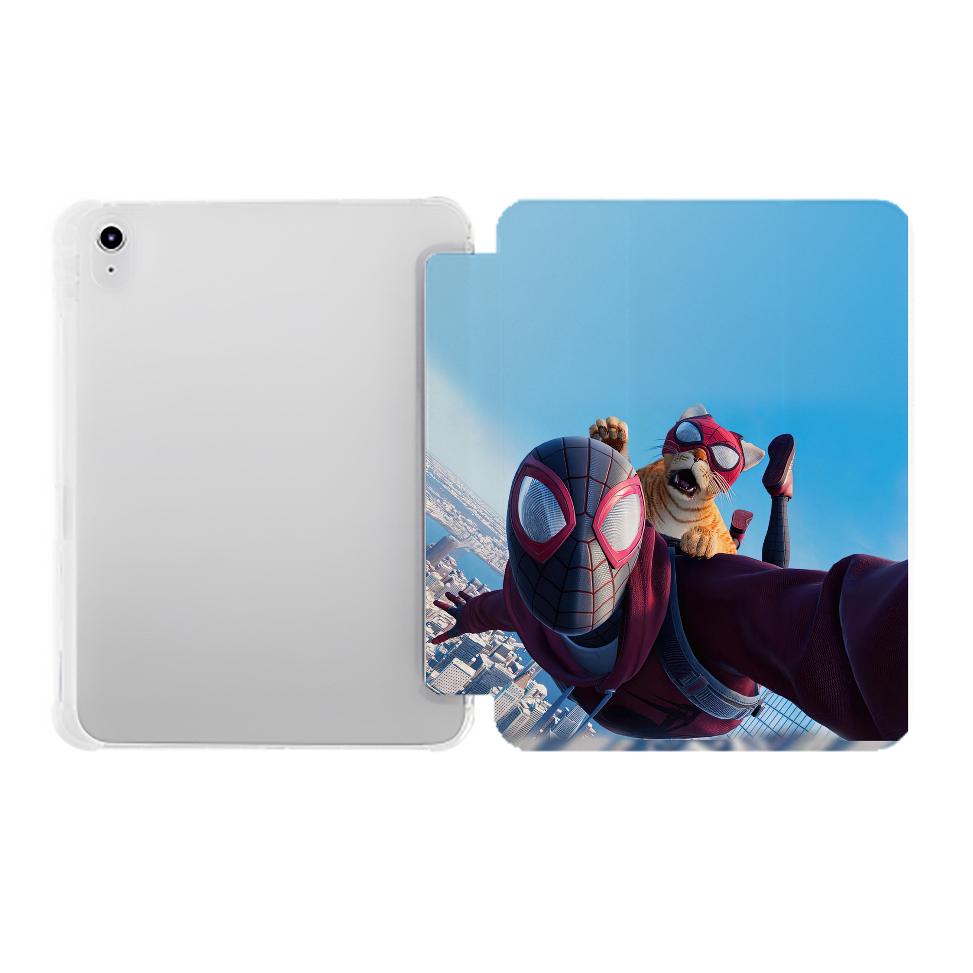 （画像用） Spider Man スパイダーマン IPad ケース ペン収納付き 三つ折りスタンド PUレザー×シリコン 対応機種9.5/10.5/10.9インチ